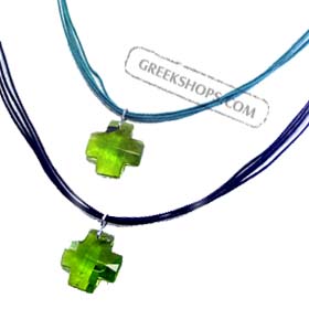 Crystal Cross-Shaped Charm Necklace ST1050 Green