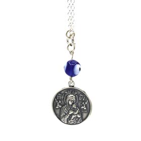 Sterling Silver Car Rear-View Mirror Charm - Virgin Mary & St. Christopher (22mm)