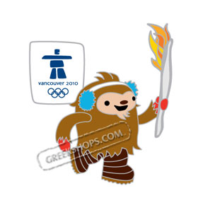 Vancouver 2010 Double Quatchi Carrying Torch Pin