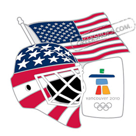 Vancouver 2010 USA Goalie Mask-Flag Pin