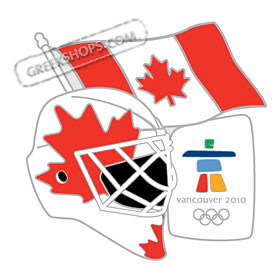 Vancouver 2010 Canadian Goalie Mask-Flag Pin