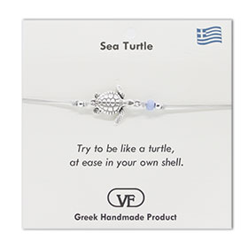 The Filia Bracelet Collection:: Greek Turtle adjustable Macrame Silver Color Bracelet