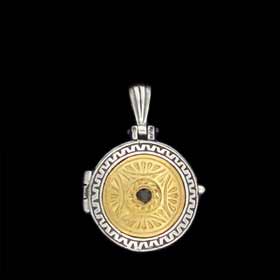 Palaiologan Collection - 24k Gold Plated Sterling Silver Pendant - Circular