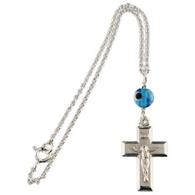 Sterling Silver Rear-View Mirror Charm - Crucifix
