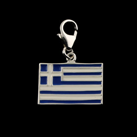 Sterling Silver Charm - Greek Flag (16mm)