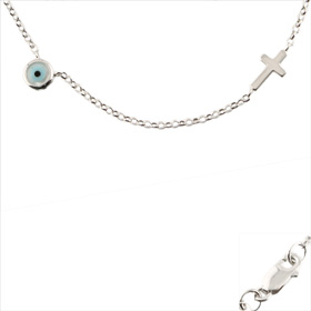 The Amphitrite Collection - Platinum Plated Sterling Silver Necklace - Mother of Pearl Mati  (5mm)
