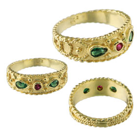 Justinian Collection - 24k Gold Plated Ring w/ Colored Cubic Zirconia (7mm)