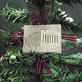 Ancient Greek Parthenon Christmas Ornament 105_88white