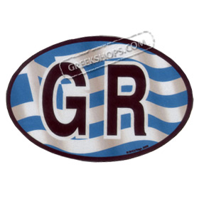 Auto Decal Oval Greek Flag Background Reflective