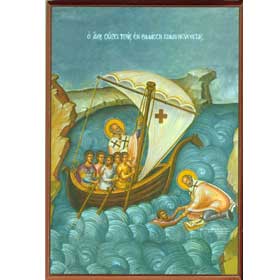 St. Nicholars, Help of Mariners, Wood Icon 5.75" by 7.5"