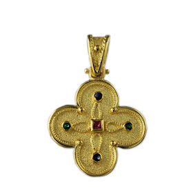 The Theodora Collection - 24k Gold Plated Sterling Silver Byzantine Rounded Cross (25mm)