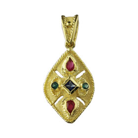 The Theodora Collection - 24k Gold Plated Sterling Silver Byzantine Teardrop shaped Cross (25mm)