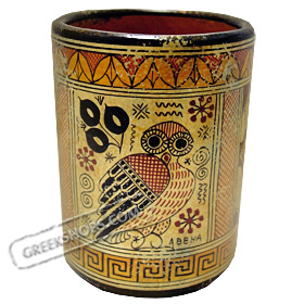 Geometric Wine Cup with Owl ( Koukouvagia ) 9.5cm