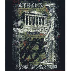 Adult Crew neck tshirt Parthenon, Caryatis, and Marathon Runners, In Black, Style D3059