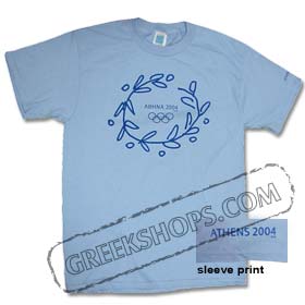 Athens 2004 Athena Wreath 5-rings Blue Tshirt - SALE! Small Available