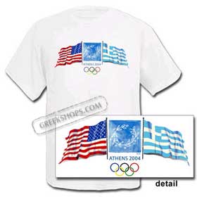 Athens 2004 USA Greek Flags Tshirt