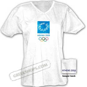 Athens 2004 Ladies White- V-Neck T-Shirt -  SALE! 