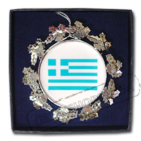 Greek Flag Christmas Ornament 