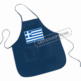 Large Pocketed Apron - Greek Flag