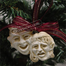  Ancient Greek Comedy and Tragedy Masks Ornament 105_44white