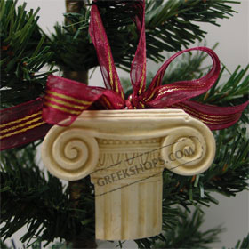 Ancient Greek Ionic Column Christmas Ornament 105_46white