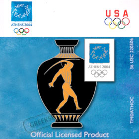 Athens 2004 Athenian Vase Javelin Pin