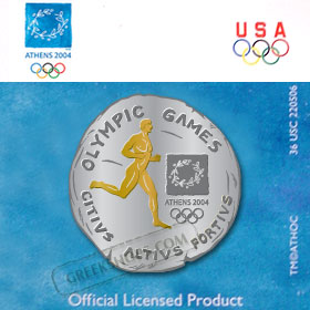 Ancient Greek Coin Marathon Runner Pin