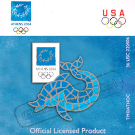 Athens 2004 Mosaic Dolphin Pin