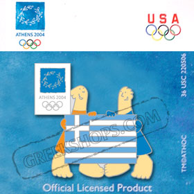 Athens 2004 Mascots w/ Greek Flag Pin
