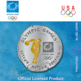 Ancient Greek Coin Discus Athlete Pin
