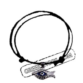 Rhinestone Fish w/ Evil Eye Adjustable Bracelet BI1075 (4 Color Options)