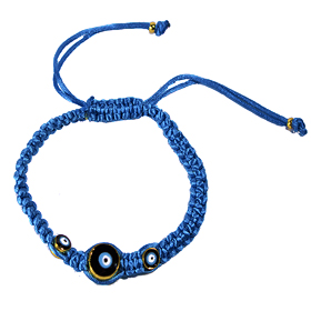 Woven Triple Glss Evil Eye Charm Adjustable Bracelet  6-color options