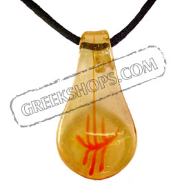 Murano Glass Teardrop Pendant - Yellow & Orange Special 30% off