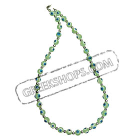 Lime Green Evil Eye Necklace with silver beads KI_6lgreen