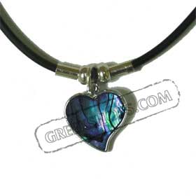 Heart Faux Opal Indian Rubber Necklace KO_4