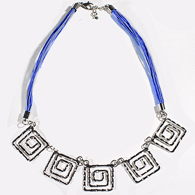 The Siren Collection - Hammered Square Greek Key 18" Necklace 4-color options