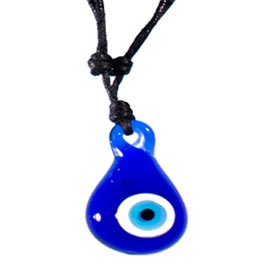 Teardrop Glass Evil Eye Adjustable Necklace with Leather 103318