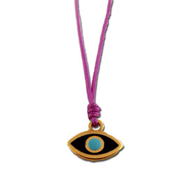 Greek Evil Eye Purple Handbraided Macrame Adjustable Necklace 103514