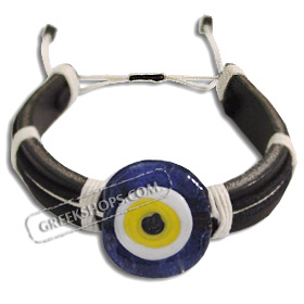 Mati Evil Eye Leather Bracelet - Dark Blue
