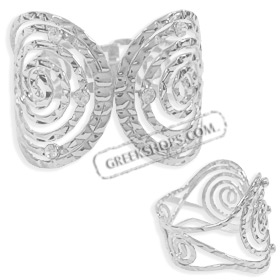 Stainless Steel Cuff Bracelet - Large Minoan Swirl Motifs