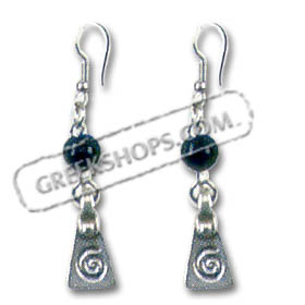 Greek Lava Rock and Swirl Motif Earrings Style SK29