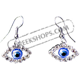 Mati Evil Eye Earrings with Rhinestones 1mm