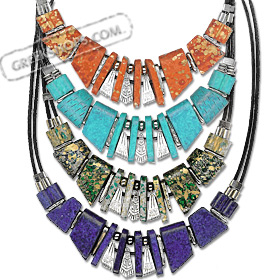 Geometric Collection - Necklace with Greek Key Motif KE315 (4 Color Options)