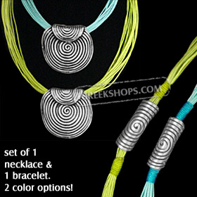 Byzantium Collection - Necklace & Bracelet Set w/ Swirl Motif KY250 & BY60 (2 Color Options)