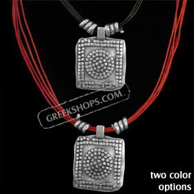 Byzantium Collection - Necklace with Checkered Circle Design KY265 (2 Color Options)
