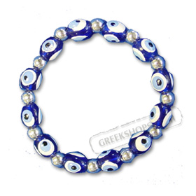 Bracelet with Blue & Silver Evil Eye Beads BI2Silver