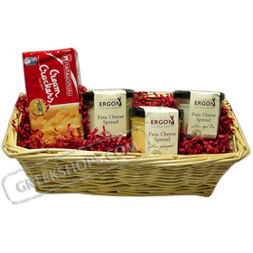 Greek Feta Cheese Spread & Crackers Gift Basket