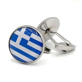 Stainless Steel Greek Flag Cufflinks 20mm