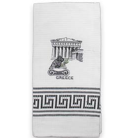 Decorative Embroidered Kitchen Towel feat. Parthenon and Owl  50x60cm