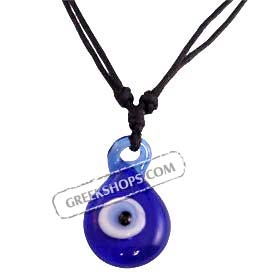 Glass Evil Eye Necklace with leather 103318